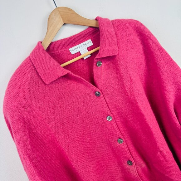 VTG 90s Kathryn Deene Lambswool Angora Cardigan Sweater 22/24 pink button front - Picture 2 of 5